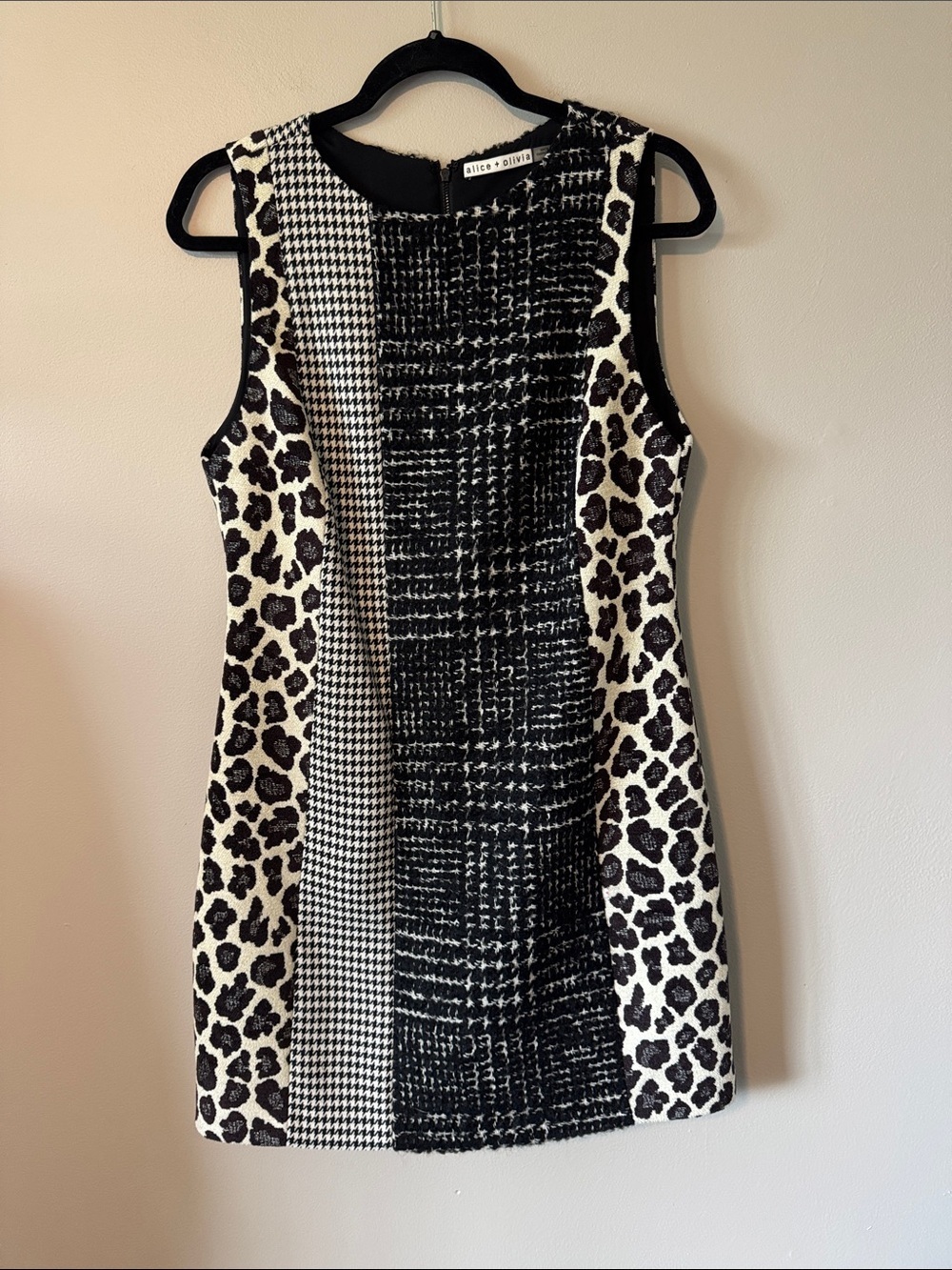 Alice + Olivia Clyde Pattern Mix Wool Blend Dress